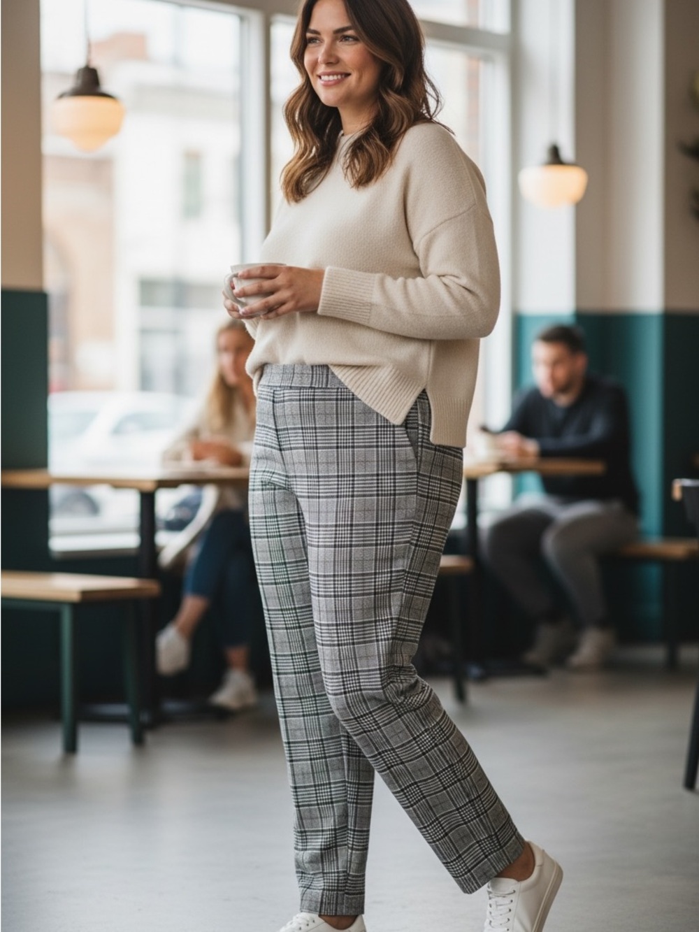 Nordstrom Rack Gray Glen Plaid Pull-On Ankle Pants Women’s Career Office Stretch